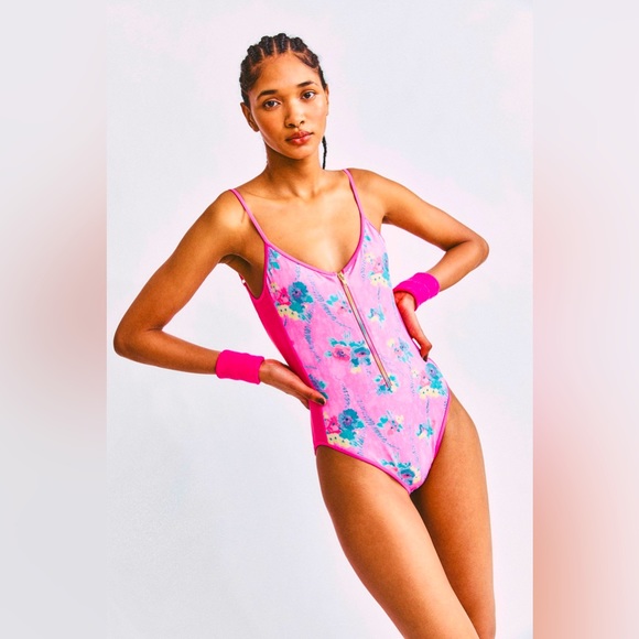 LoveShackFancy X Beach Riot Cheryl One Piece HINTS OF HIBISCUS - Picture 1 of 8